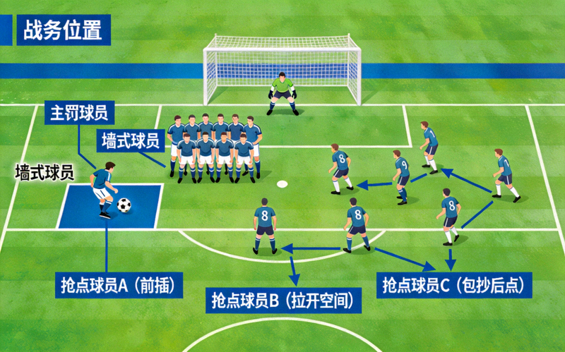 世界杯比赛中定位球战术的球员站位和跑动分析