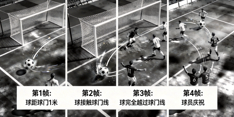 足球进球瞬间的慢动作逐帧回放分析